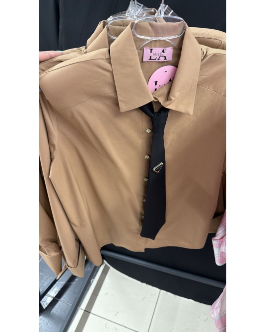 BEŻOWA KOSZULA la milla ▪️z krawatem