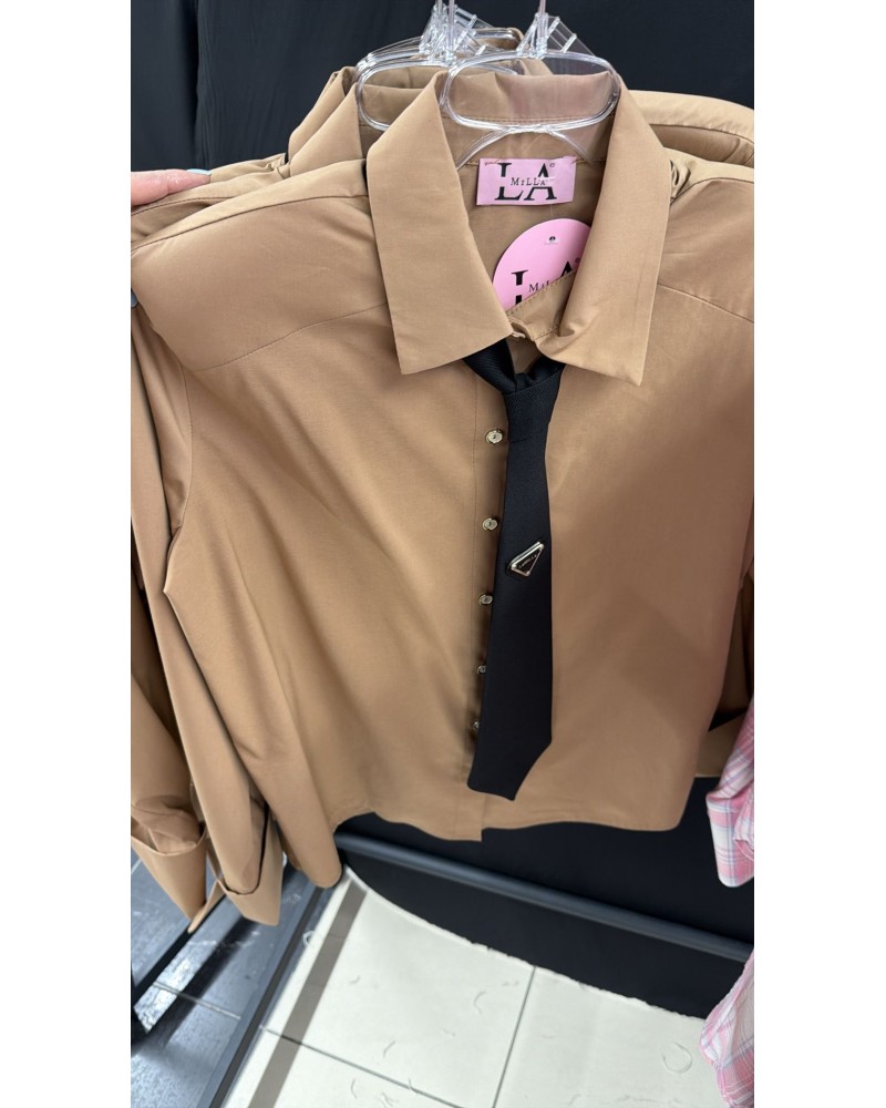 BEŻOWA KOSZULA la milla ▪️z krawatem