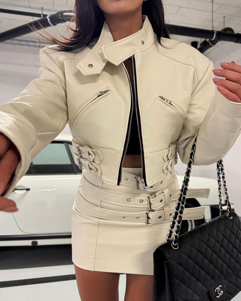 SKÓRZANA MINI PASKI ▪️CREME