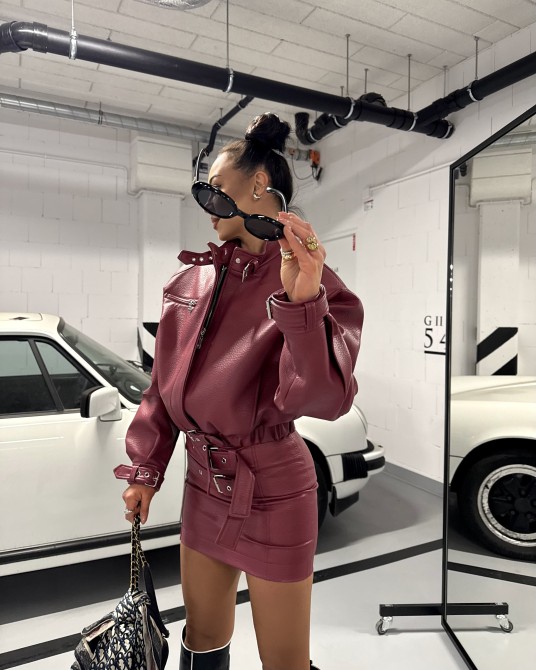 STYLOWA KURTKA bordo SKÓRZANA ▪️