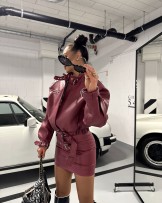 STYLOWA KURTKA bordo SKÓRZANA ▪️