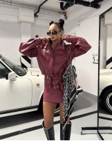 STYLOWA KURTKA bordo SKÓRZANA ▪️