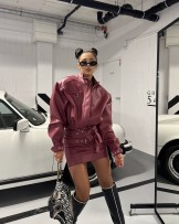 STYLOWA KURTKA bordo SKÓRZANA ▪️