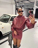 STYLOWA KURTKA bordo SKÓRZANA ▪️