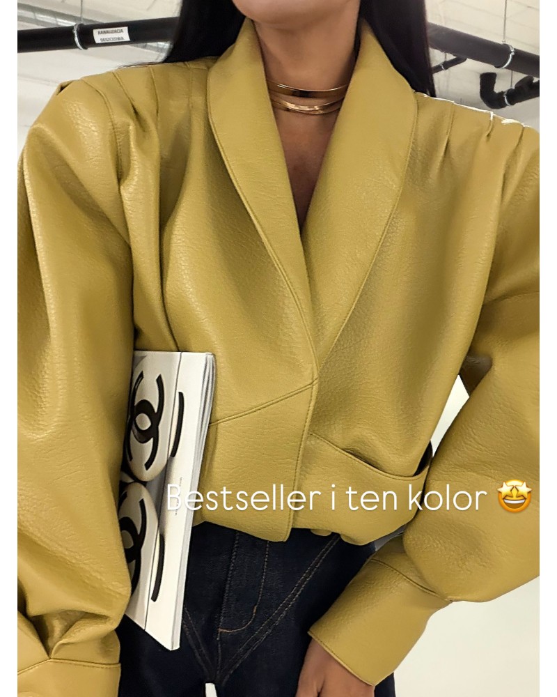 SKÓRZANA KURTKA TESSA ▪️MIODOWA