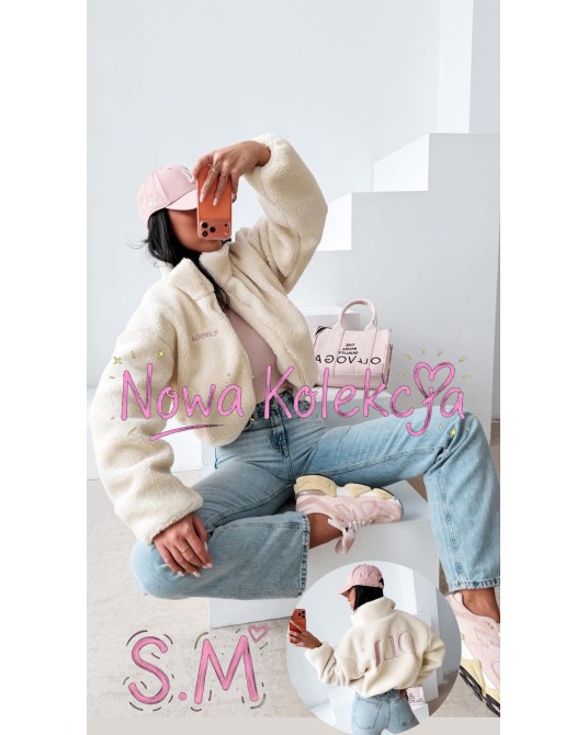 KURTKA BARANEK. z wełną ▪️pudrowa NEW