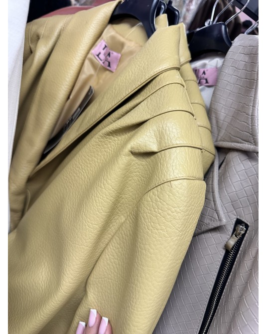 SKÓRZANA KURTKA TESSA ▪️MIODOWA