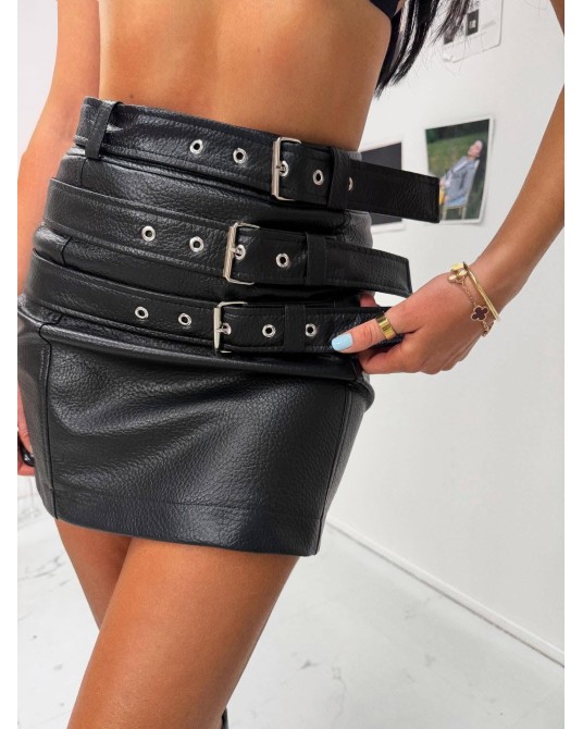 SKÓRZANA MINI SPÓDNICA ▪️czarna