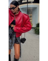 SKÓRZANA KURTKA ▪️czerwona