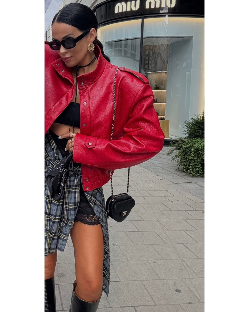 SKÓRZANA KURTKA ▪️czerwona