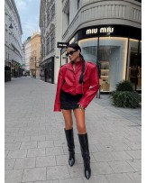 SKÓRZANA KURTKA ▪️czerwona