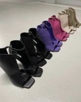 EFEKTOWNE SANDAŁKI BOTKI CZARNE  ▪️ZAMSZ