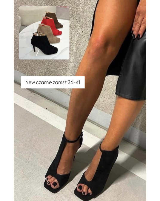 EFEKTOWNE SANDAŁKI BOTKI CZARNE  ▪️ZAMSZ