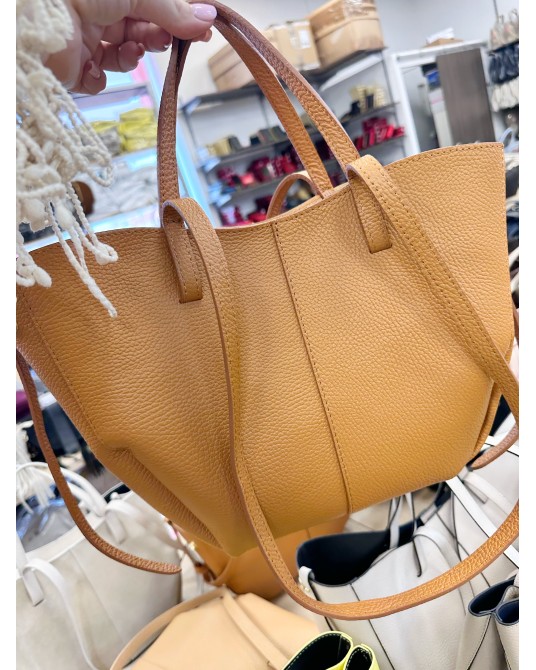 SKÓRZANA TOREBKA MID  ▪️POLENEE camel