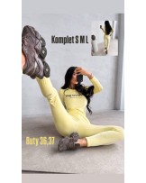 KOMPLET ZÓŁTY WELUR  HAFT