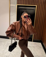 SKÓRZANA KURTKA TESSA ▪️brązowa