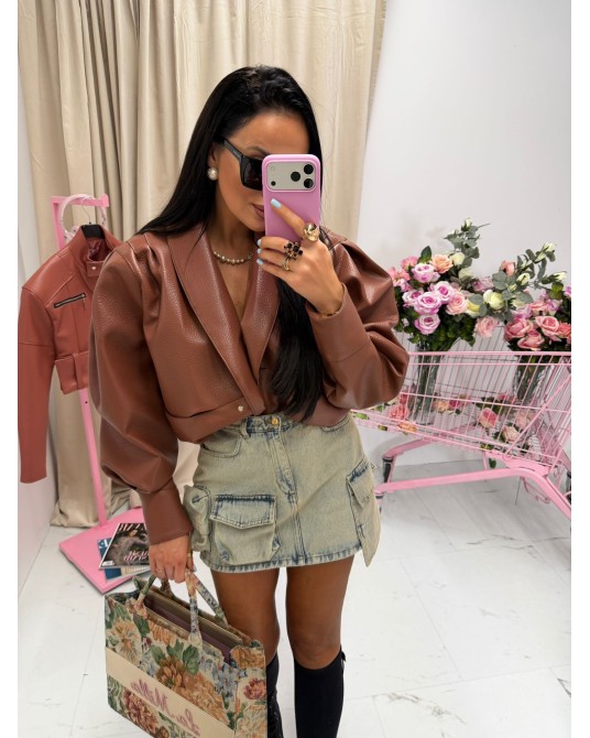 SKÓRZANA KURTKA TESSA ▪️brązowa