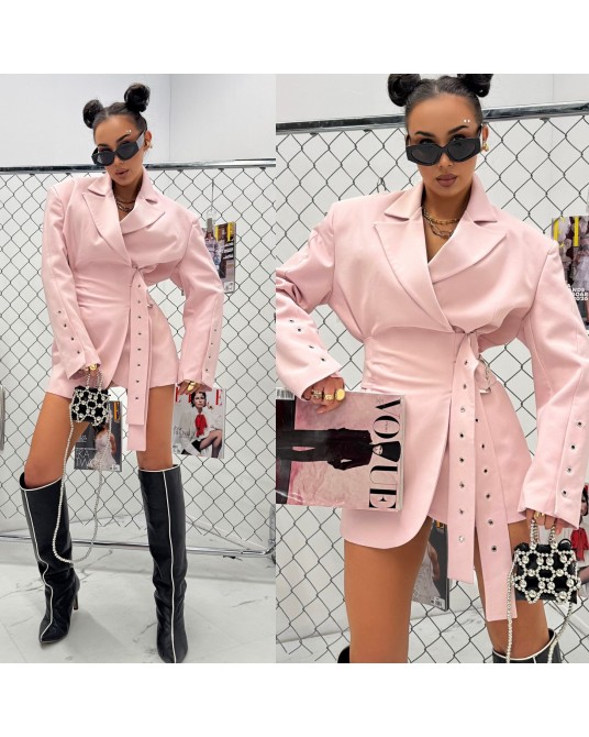 STYLOWA MARYNARKA  Z PASKIEM ▪️pudrowa