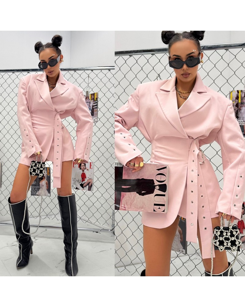 STYLOWA MARYNARKA  Z PASKIEM ▪️pudrowa