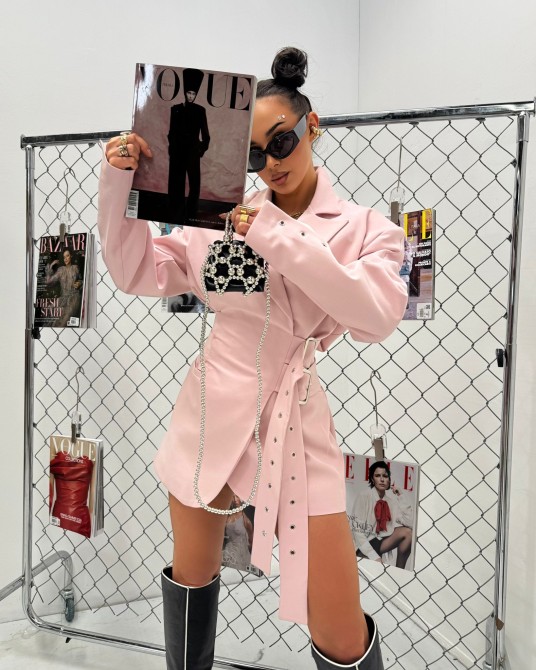 STYLOWA MARYNARKA  Z PASKIEM ▪️pudrowa