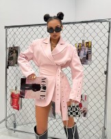 STYLOWA MARYNARKA  Z PASKIEM ▪️pudrowa