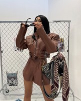 BRĄZOWA SKÓRZANA KURTKA