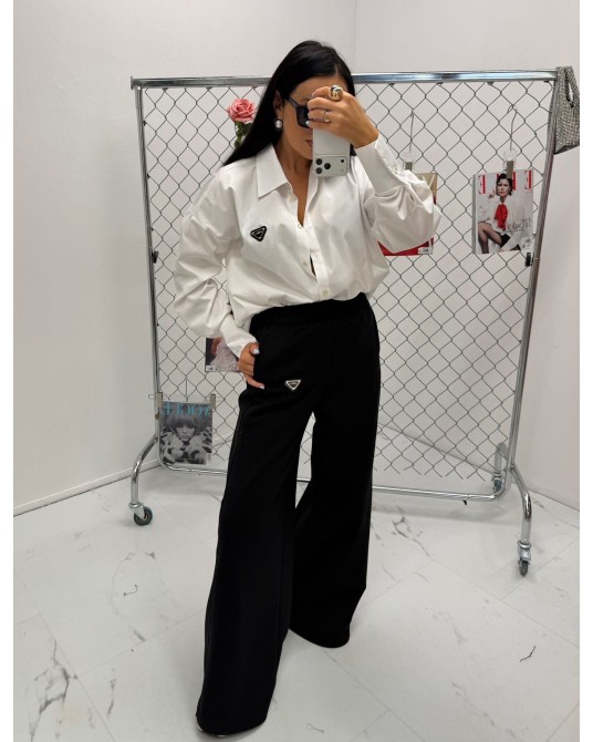 CZARNE SPODNIE Z SZEROKA NOGAWKA