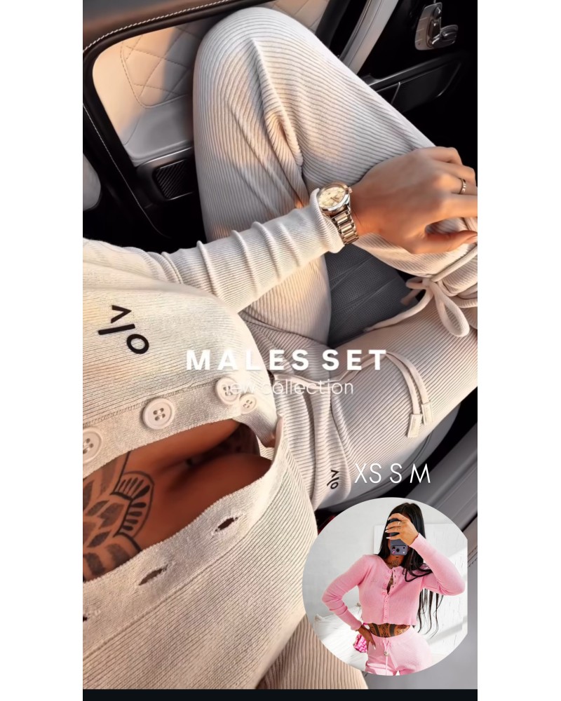 Dzianinowy komplet MALES ▪️beżowy