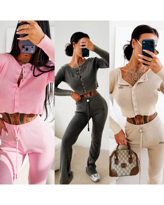 Dzianinowy komplet MALES ▪️różowy