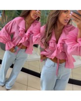 RÓŻOWA  KOSZULA MIA ▪️falbany wiązana