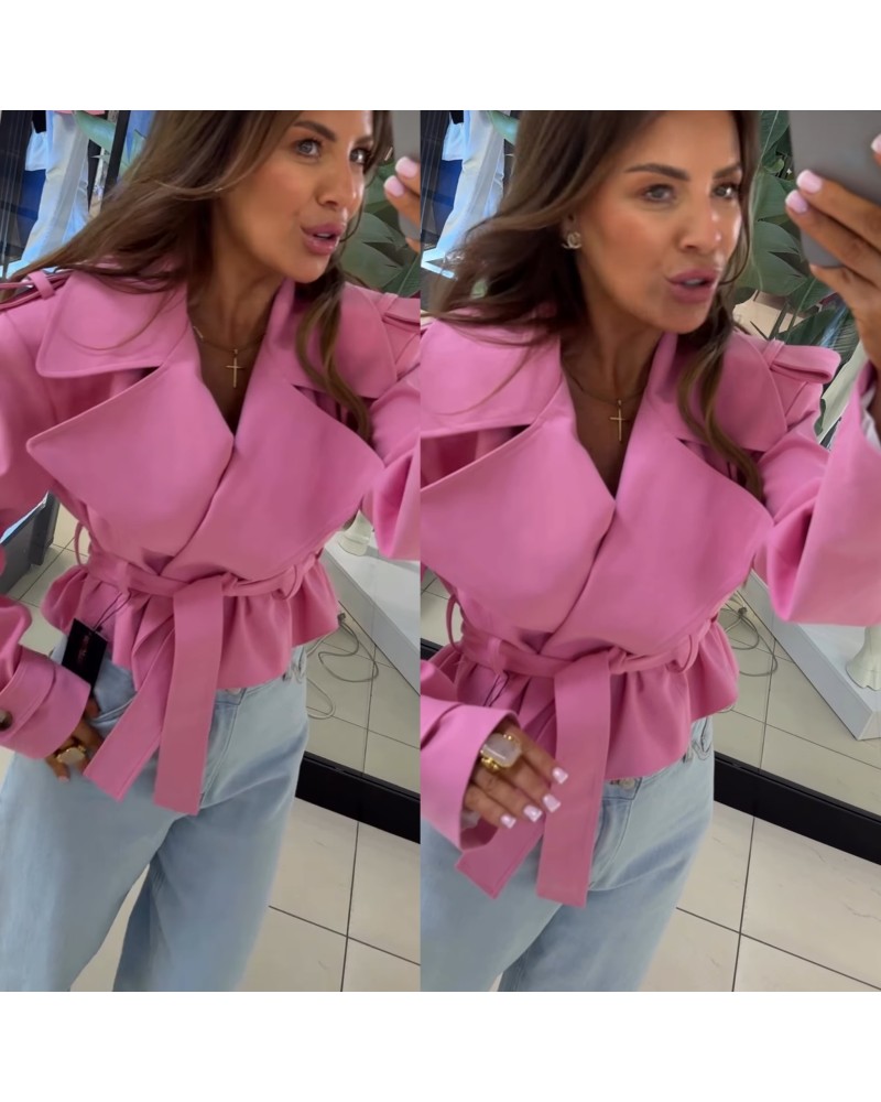 KRÓTKI TRENCZ ISABELL ▪️różowy