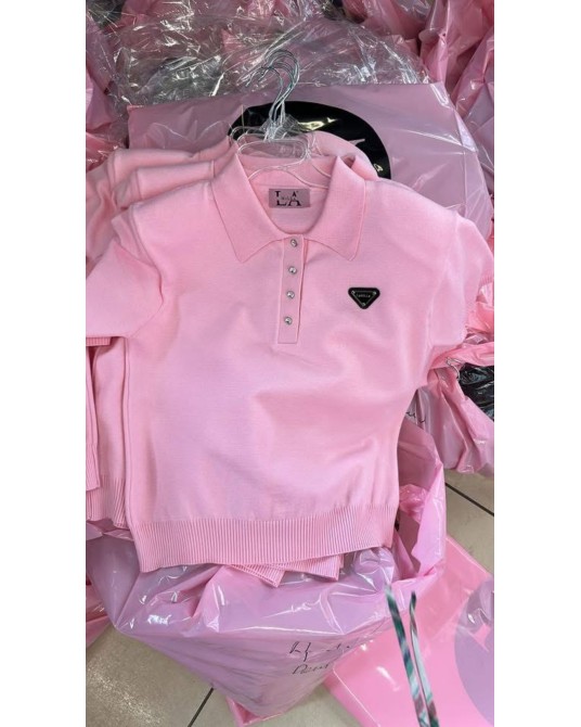 BLUZKA POLO DZIANINA ▪️różowa