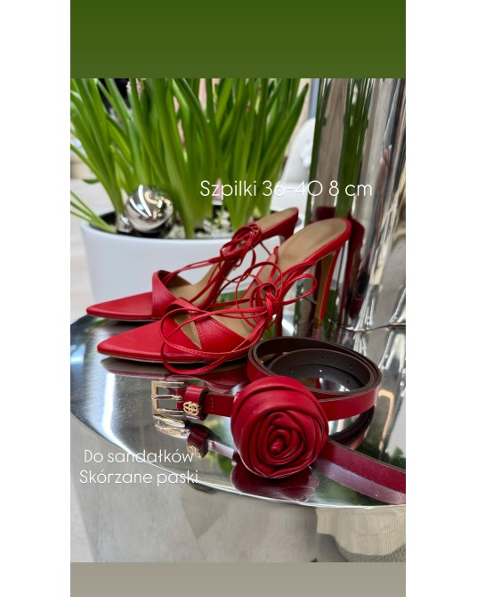 SKÓRZANE SANDAŁY CZERWONE  ▪️