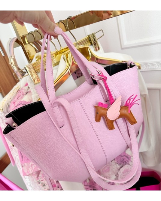 SKÓRZANA TOREBKA MID  ▪️POLENEE Róż cukierkowy