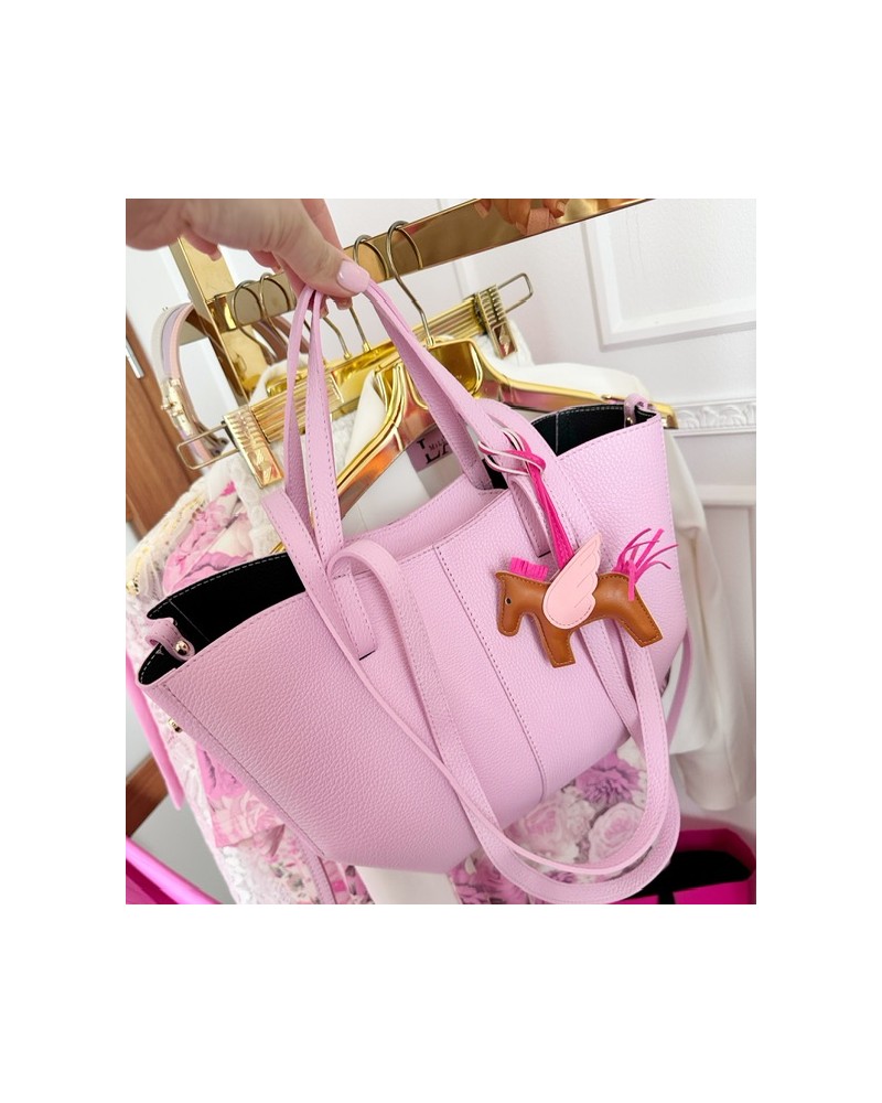 SKÓRZANA TOREBKA MID  ▪️POLENEE Róż cukierkowy