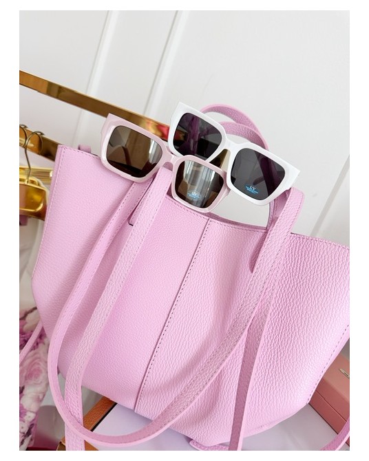 SKÓRZANA TOREBKA MID  ▪️POLENEE Róż cukierkowy