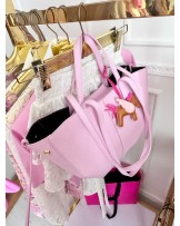 SKÓRZANA TOREBKA MID  ▪️POLENEE Róż cukierkowy