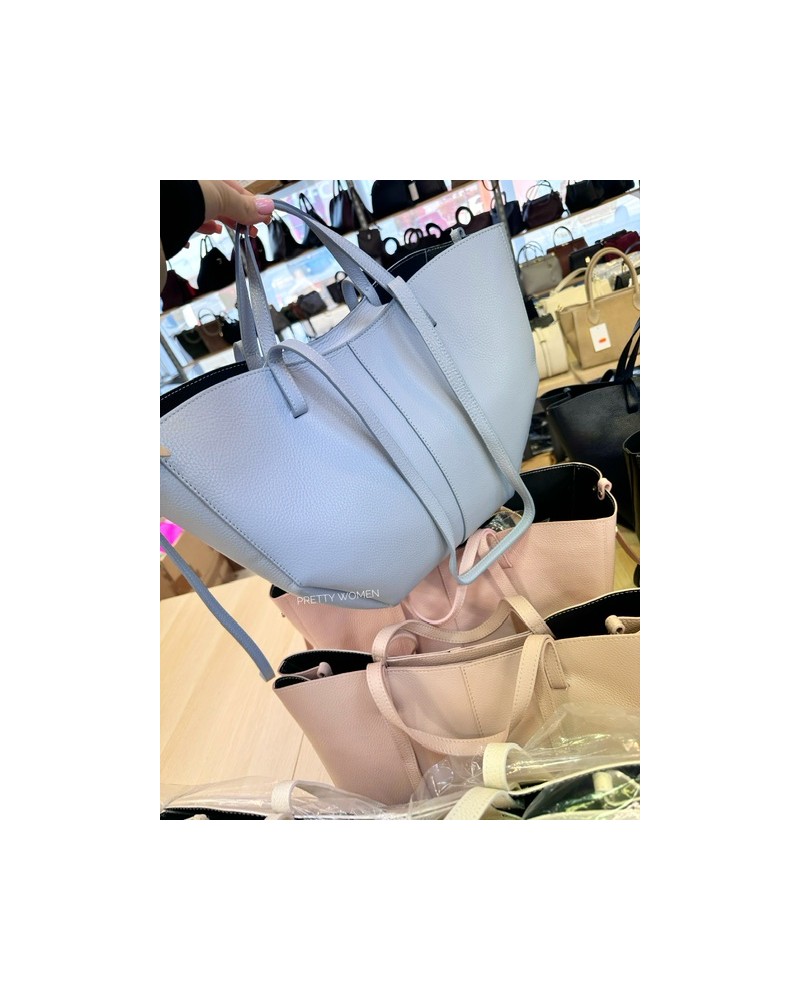 SKÓRZANA TOREBKA A4 ▪️błękitna