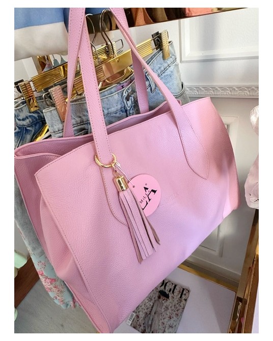 DUŻA SKÓRZANA TOREBKA ▪️różowa