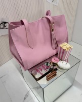 DUŻA SKÓRZANA TOREBKA ▪️różowa