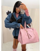 DUŻA SKÓRZANA TOREBKA ▪️różowa