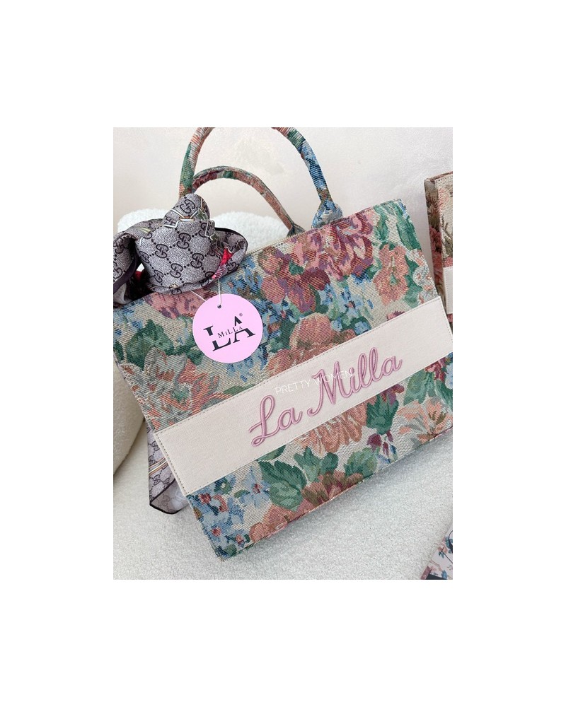 TOREBKA ROSALIA  LA MILLA  LUXURY z różowym haftem