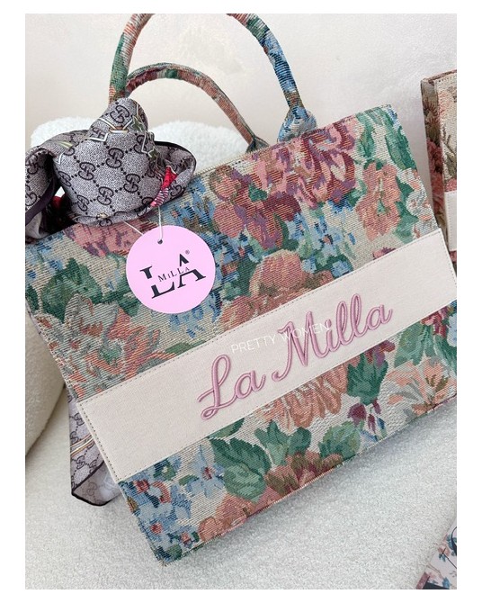 TOREBKA ROSALIA  LA MILLA  LUXURY z różowym haftem