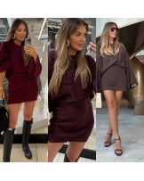 SWETERKOWY KOMPLET bordo    ▪️premium
