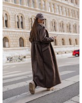 KOŻUCH DAMSKI LONG czekoladowy