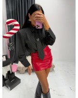 CZERWONA SPÓDNICA LEATHER MINI ▪️