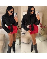 CZERWONA SPÓDNICA LEATHER MINI ▪️