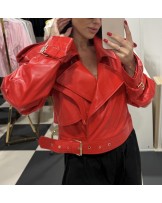 SKÓRZANA KURTKA 100 % leather CZERWONA   ▪️