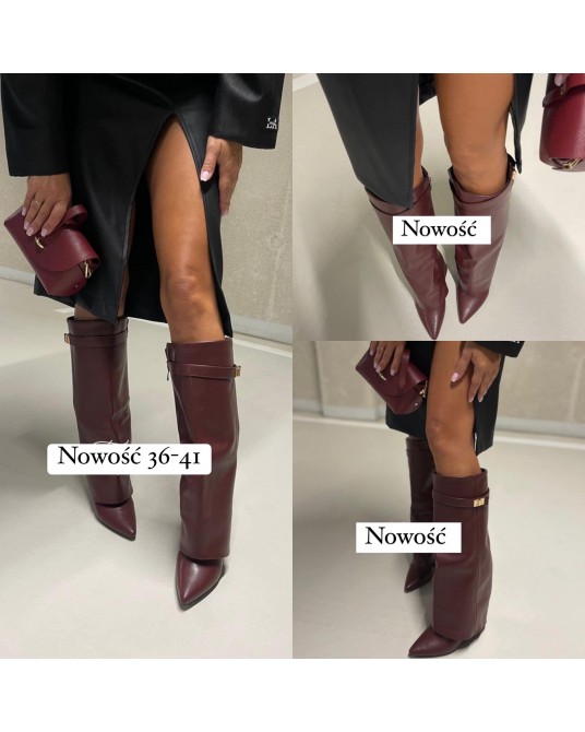 BORDOWE  kozaki  styl Givenchyy