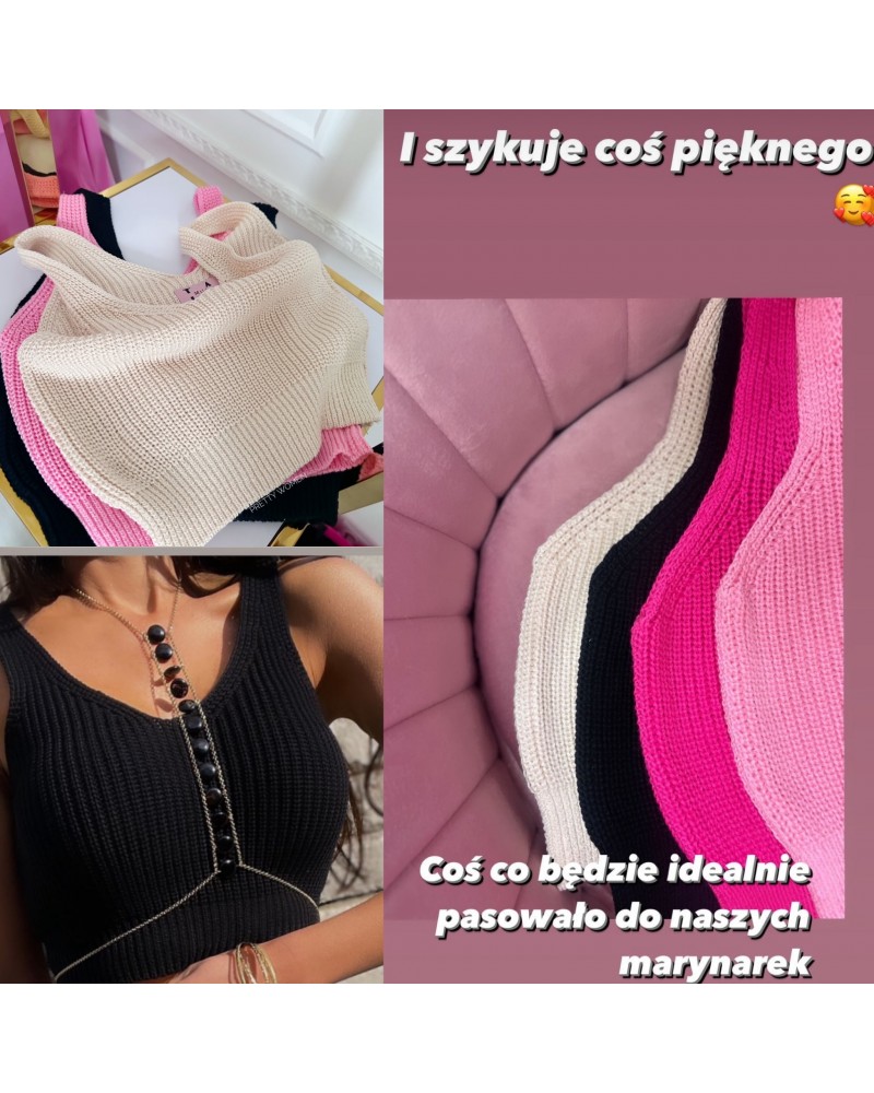 SZYDEŁKOWY TOP ▪️beżowy czarny róż 